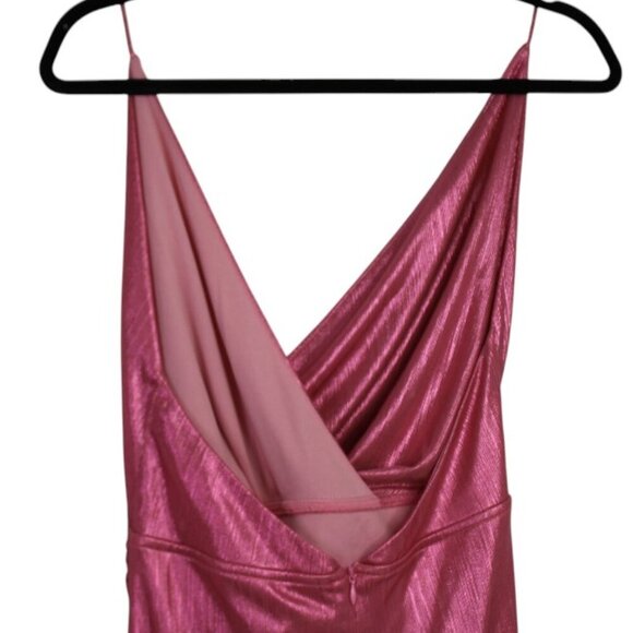 Revolve Superdown Pink Metallic Mini Missie Wrap Front Dress SZ Small - Picture 8 of 12